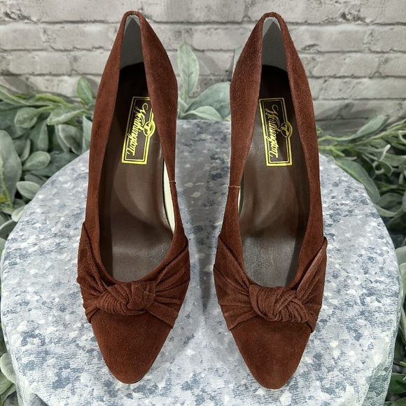 Worthington Cher Brown Suede Pleated-Knot Pointed Toe 3” Heels WMS 7.5M🤎NWOT🤎 - Picture 3 of 9